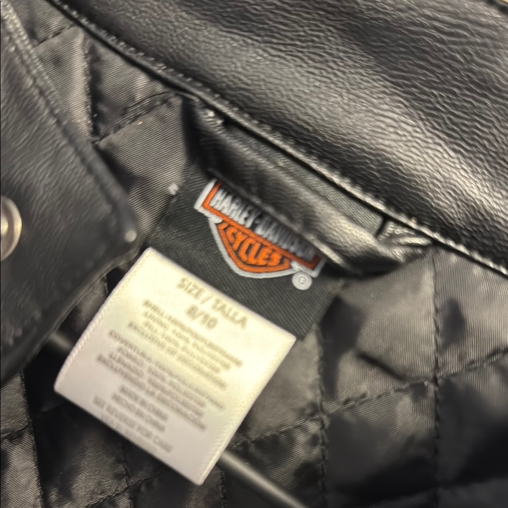 Harley-Davidson Black Leather Jacket with White Stripes - Picture 2 of 4